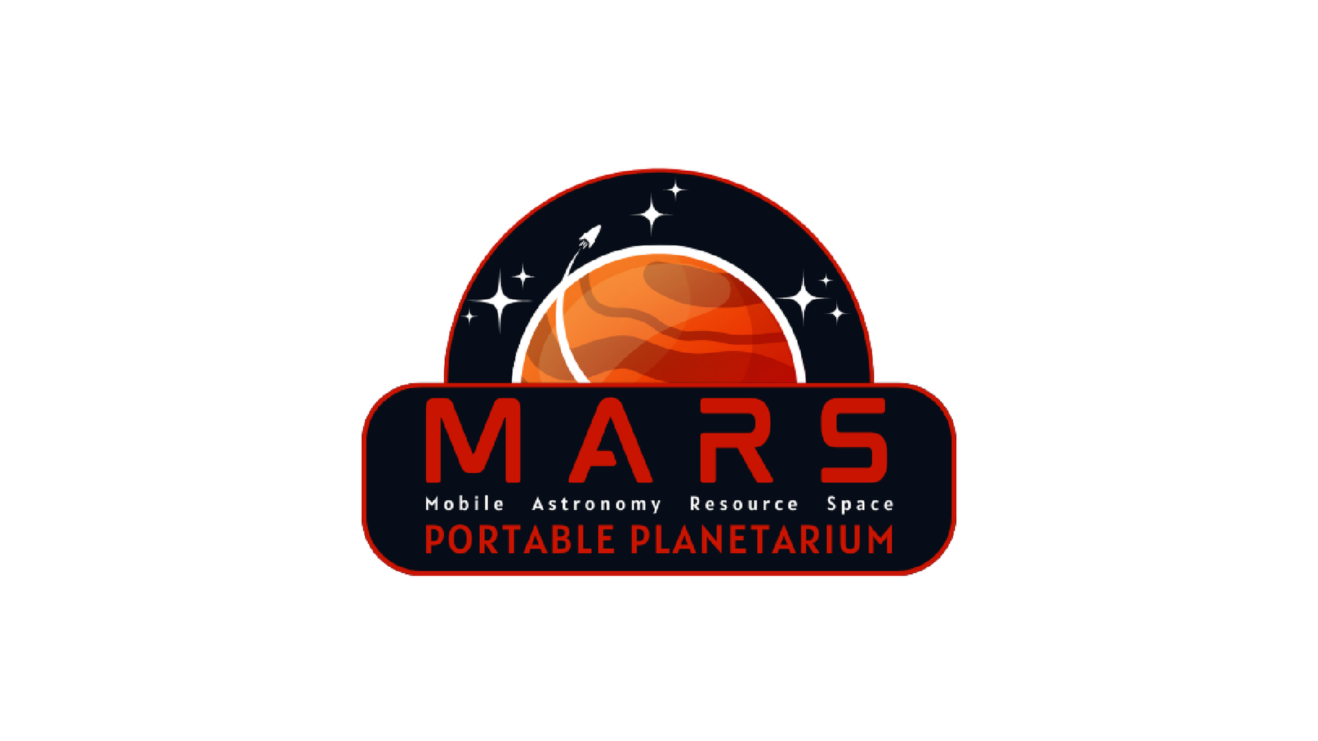 MARS-portable-planetarium-logo. Text: Mobile, Astronomy, Resource, Space.