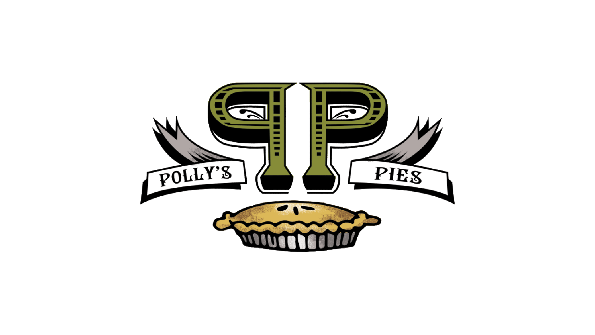 Polly's Pies logo.