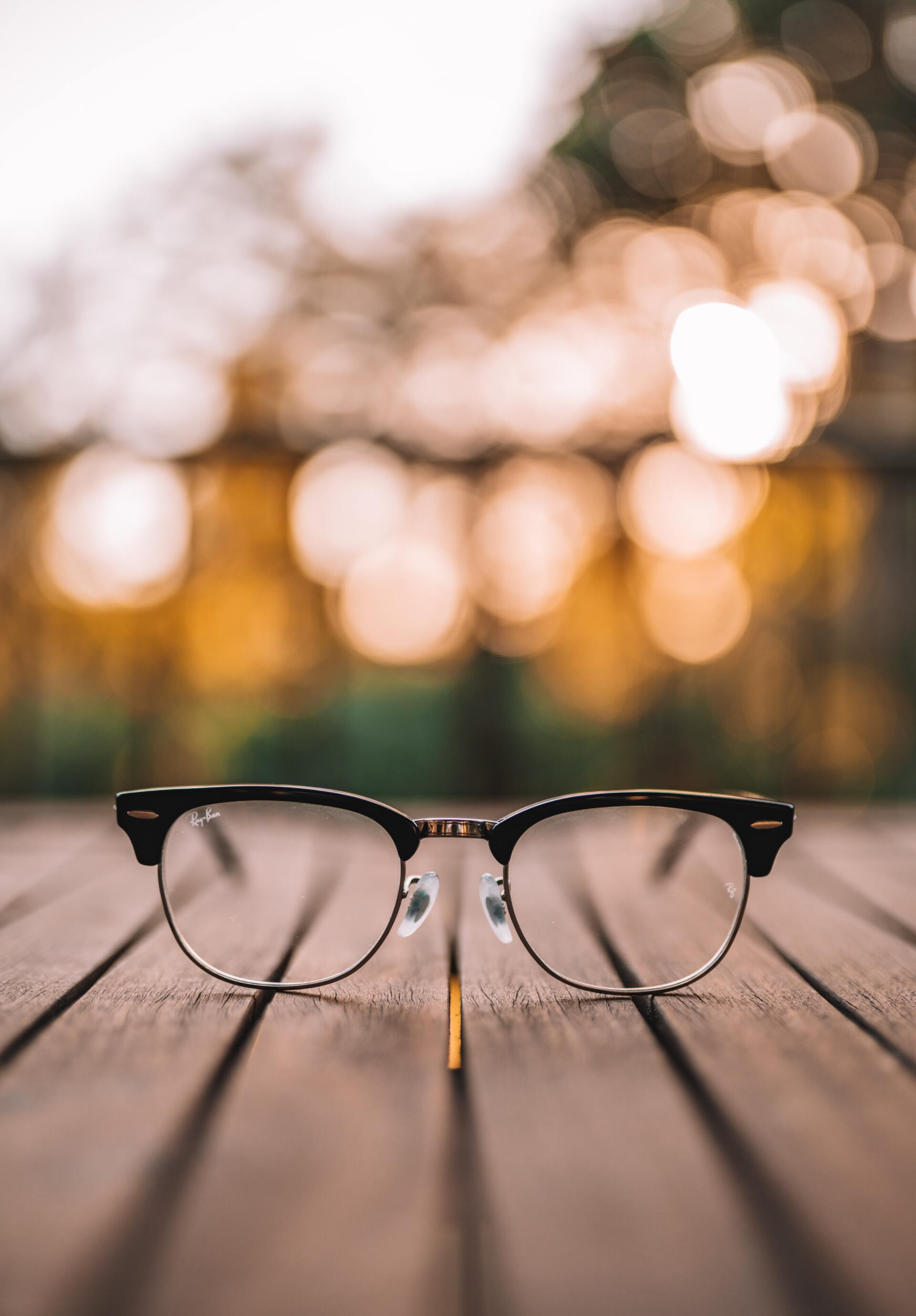 glasses on wood