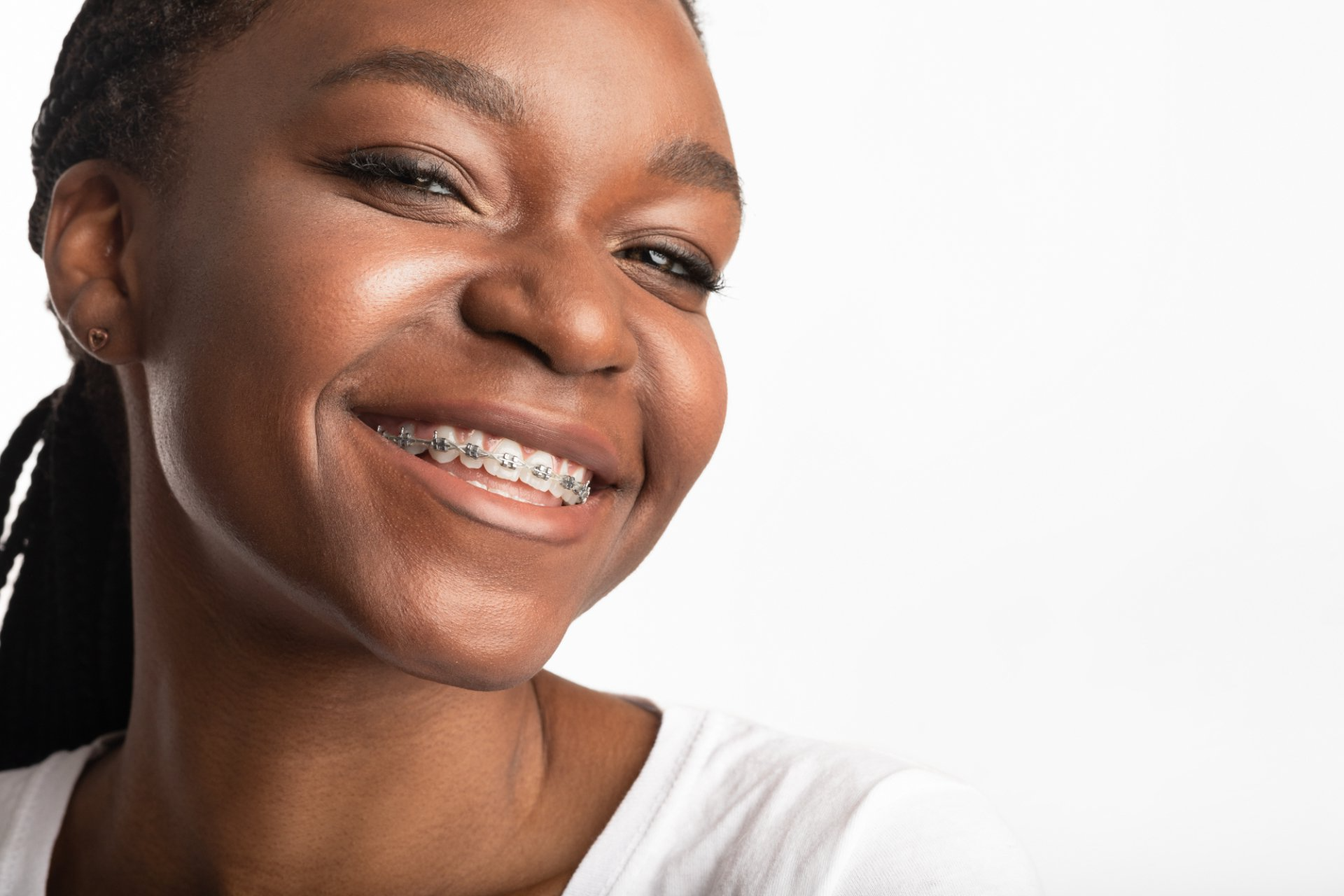 young african american woman with braces