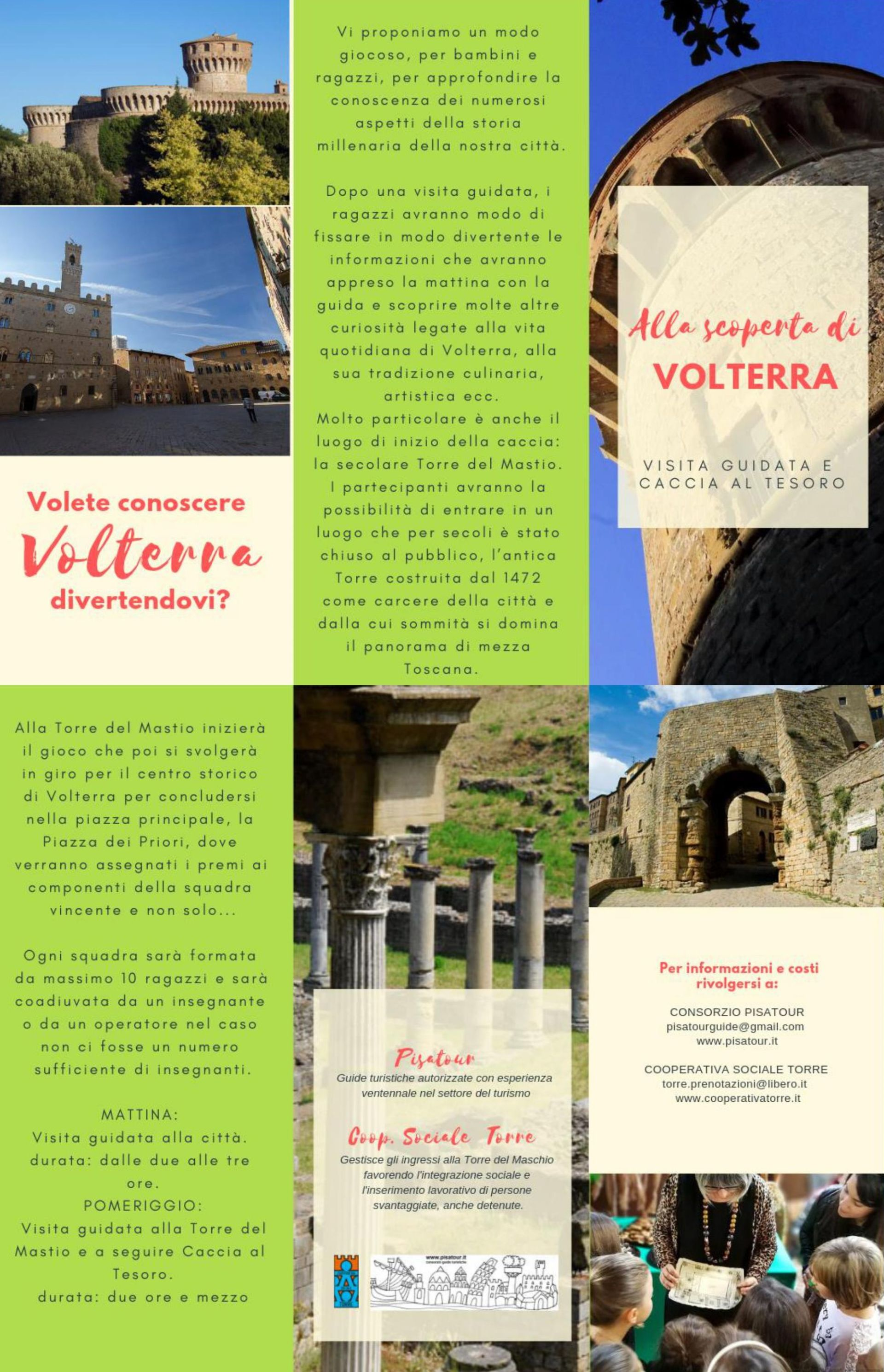Volete conoscere Volterra divertendovi? Vi proponiamo un modo giocoso, per bambini e ragazzi, per approfondire la conoscenza dei numerosi aspetti della storia millenaria della nostra città.