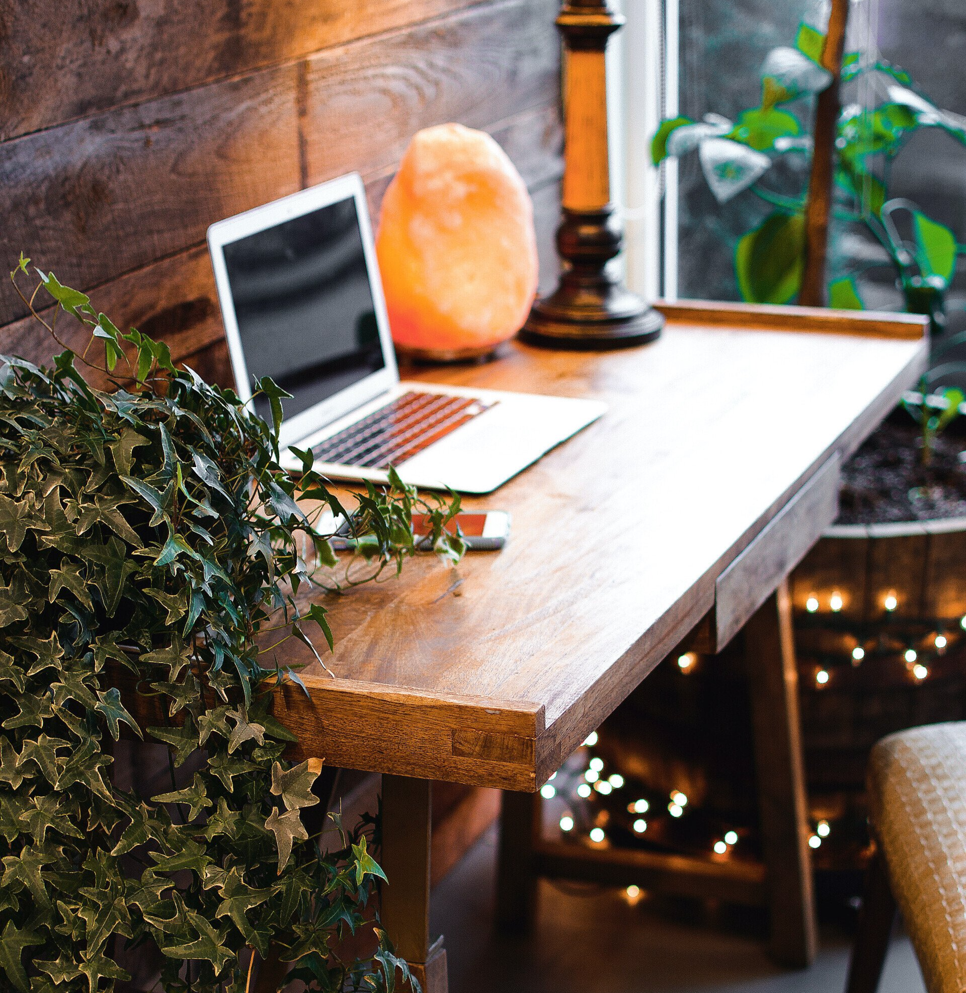 laptop log cabin office