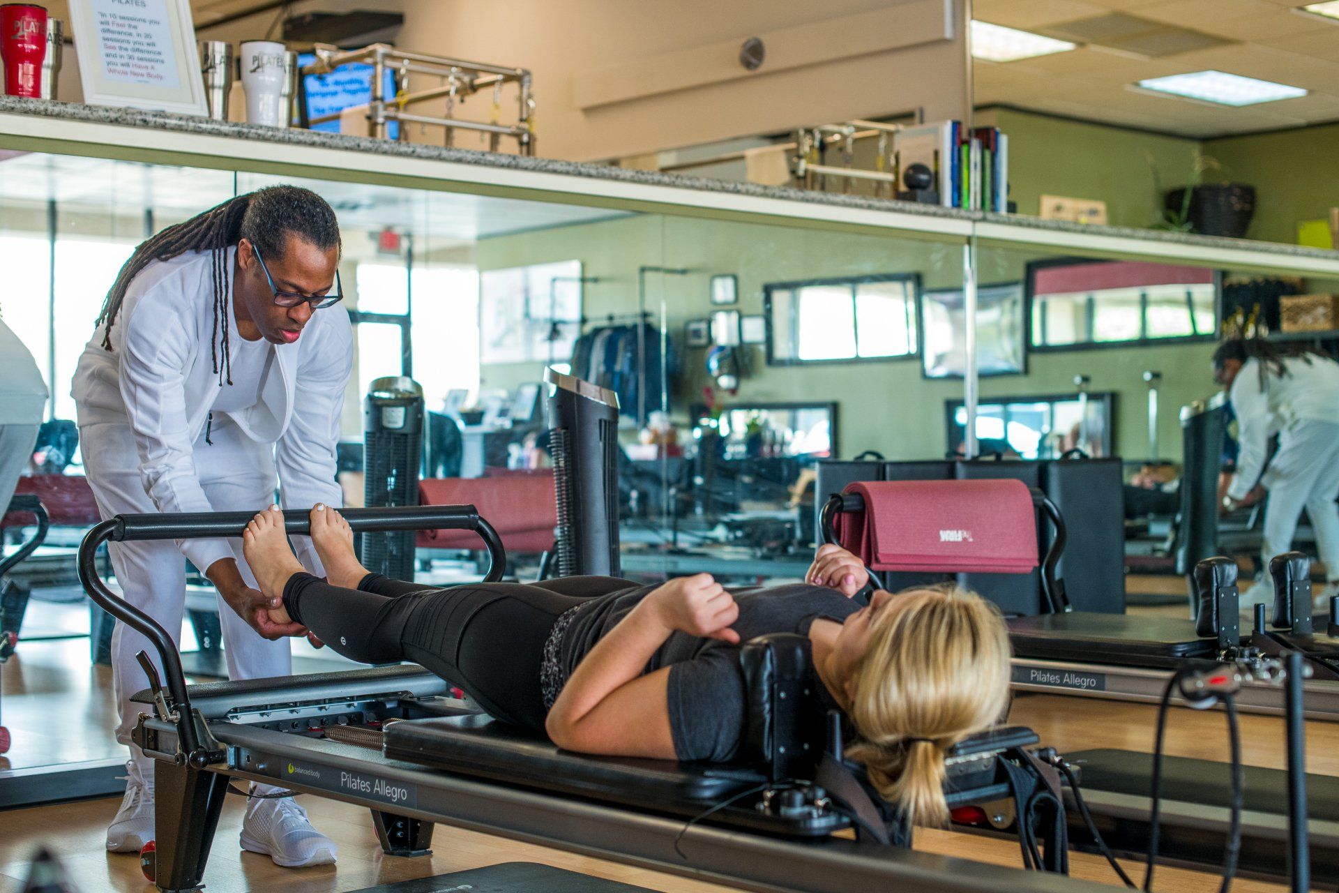 woman on pilates machine