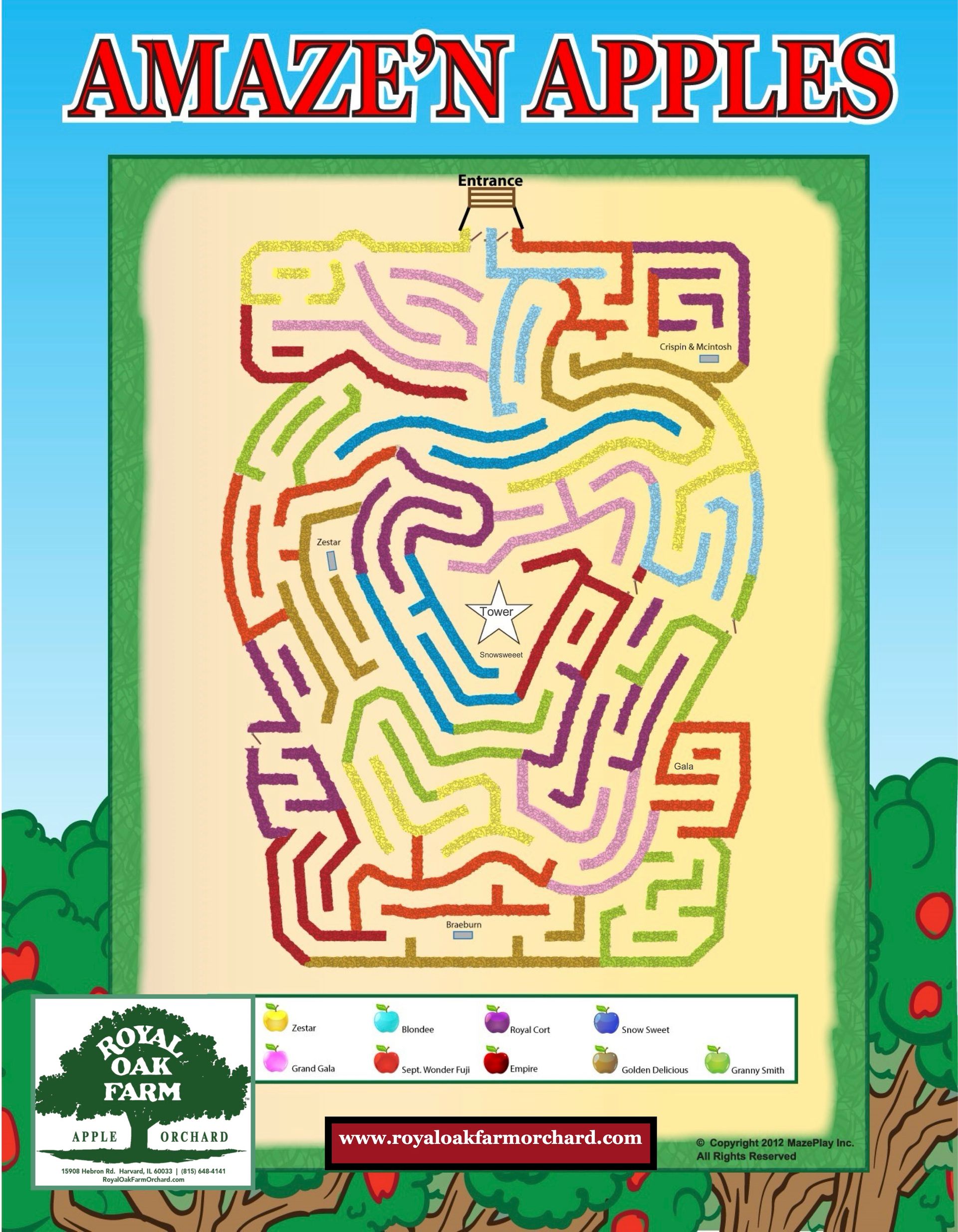 Apple-shaped maze labeled 