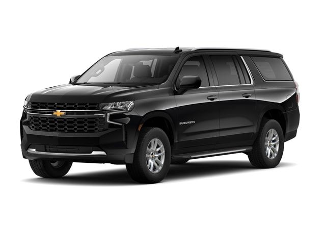 A black chevrolet suburban suv is shown on a white background.