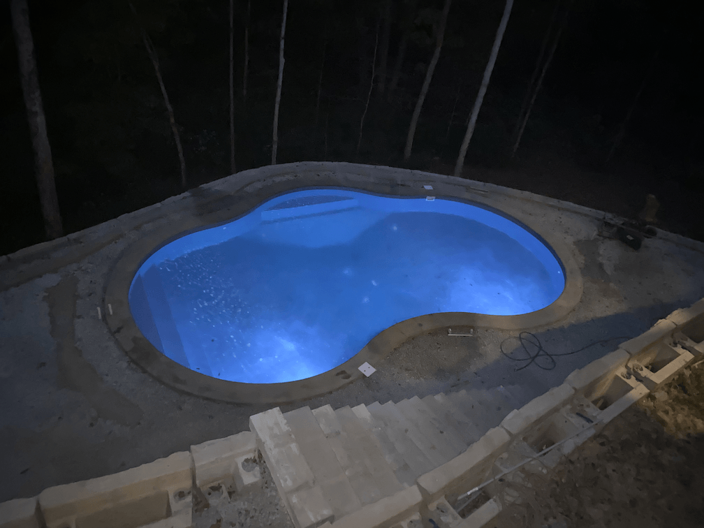 finished pool in steep yard in louisville