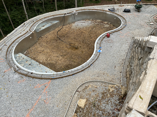 Pool contractor on steep hill in louisville