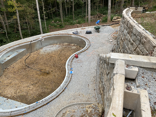 Pool contractor on steep hill in louisville