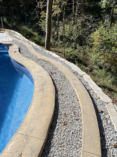 Pool contractor and hardscape for steep yard in louisville