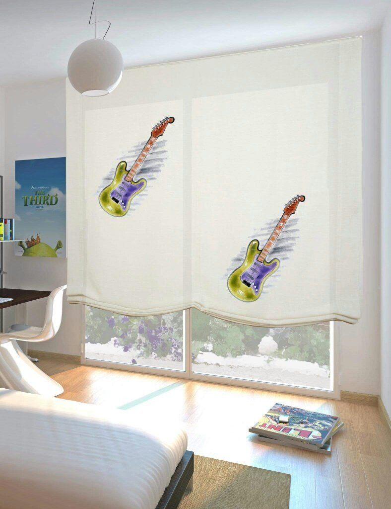 tende a pacchetto con stampa di chitarra elettrica