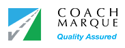 A blue and green logo for coach marque quality assured.