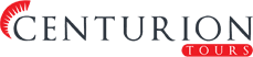 The logo for centurion tours is shown on a white background