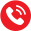 A red circle with a white phone icon inside of it.