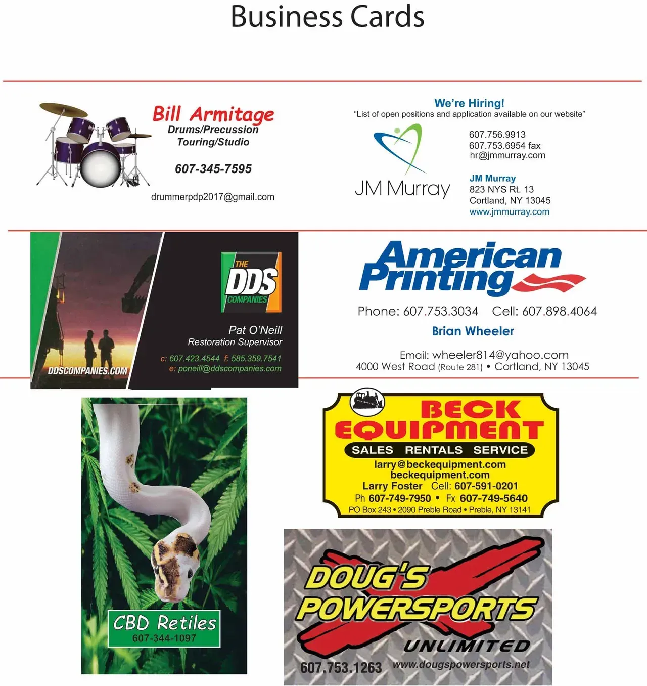 Business Card Samples