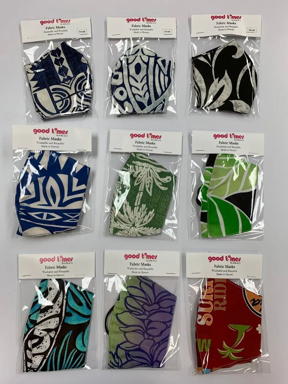 There are many different types of face masks in plastic bags.