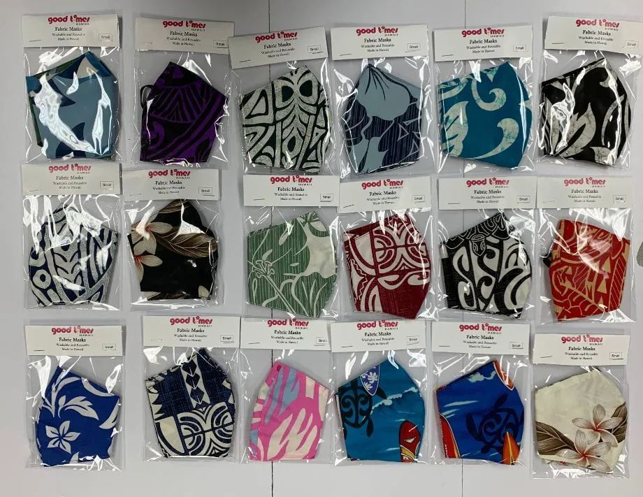 There are many different types of face masks in plastic bags.