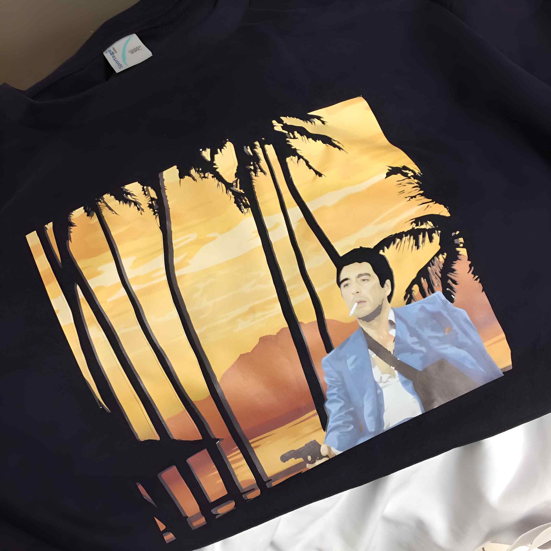 A Black Printed Shirt With With A Sunset Design - Cairns Custom T-Shirts In Cairns City, QLD
