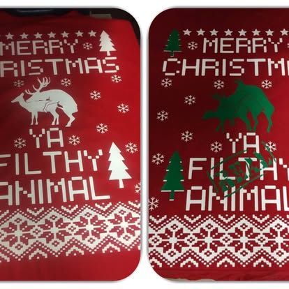 Two Christmas Sweaters With Writing On Them - Cairns Custom T-Shirts In Cairns City, QLD