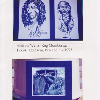 Two drawings by andrew weiss and an old car — Cairns Custom T-Shirts In Cairns City, QLD