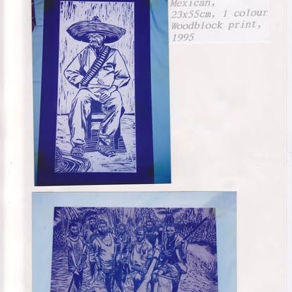 A woodblock print of a man in a sombrero — Cairns Custom T-Shirts In Cairns City, QLD