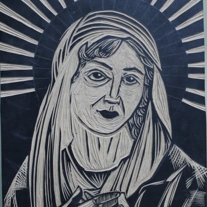 A black and white drawing of a woman with a veil on her head — Cairns Custom T-Shirts In Cairns City, QLD