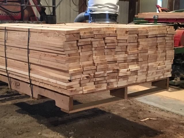 stacked non-grade boards banded together