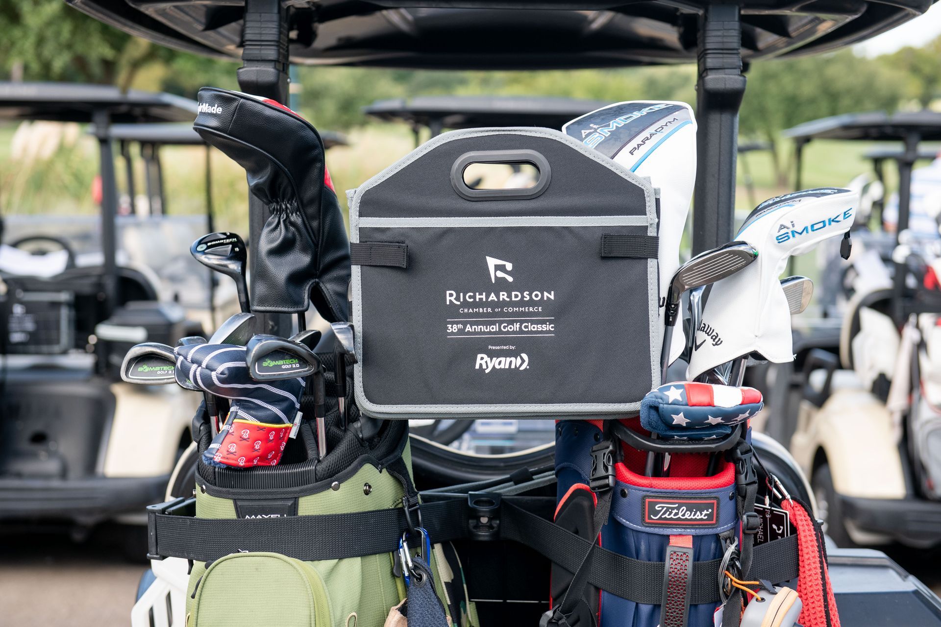 A dark, rectangular caddy with the 