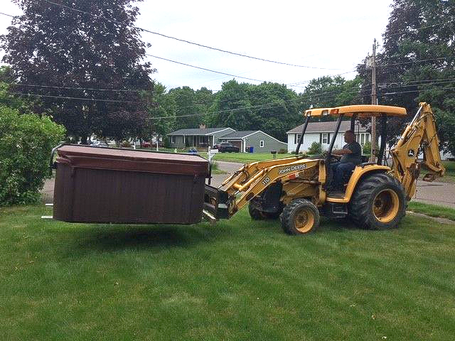 tractor and hot tub
