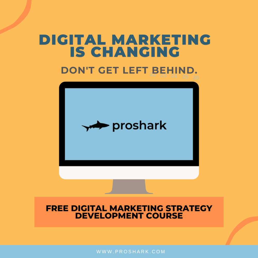 An advertisement for a free digital marketing strategy development course