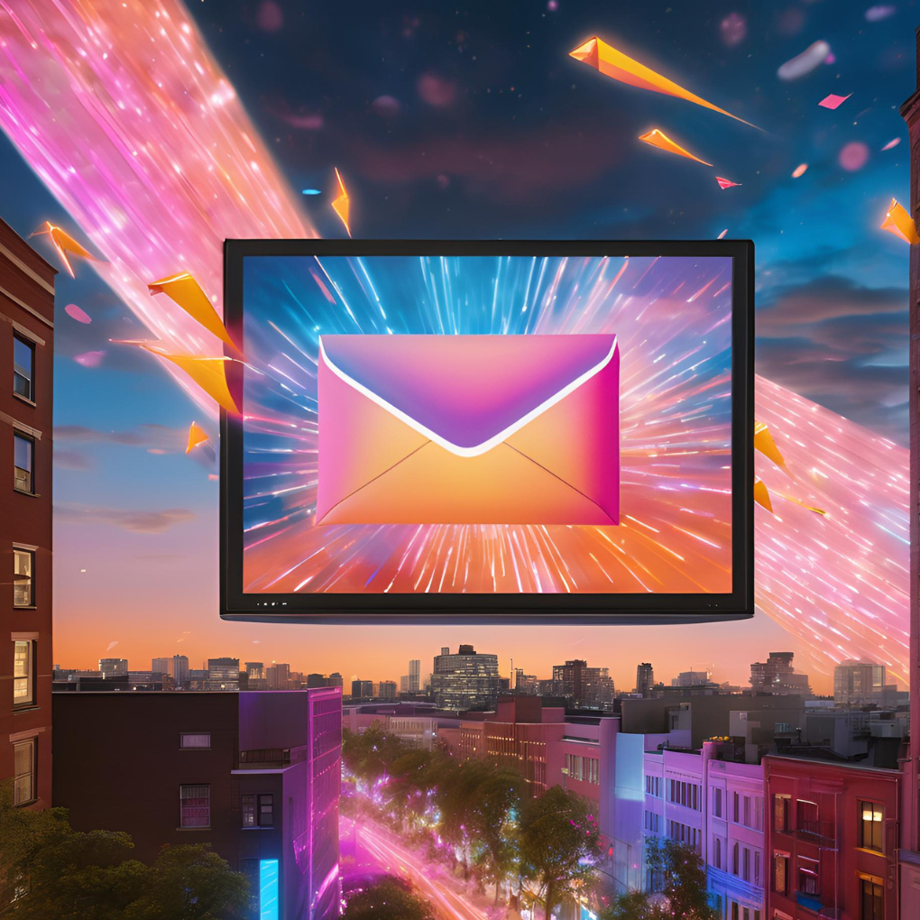 A computer monitor with an envelope on the screen