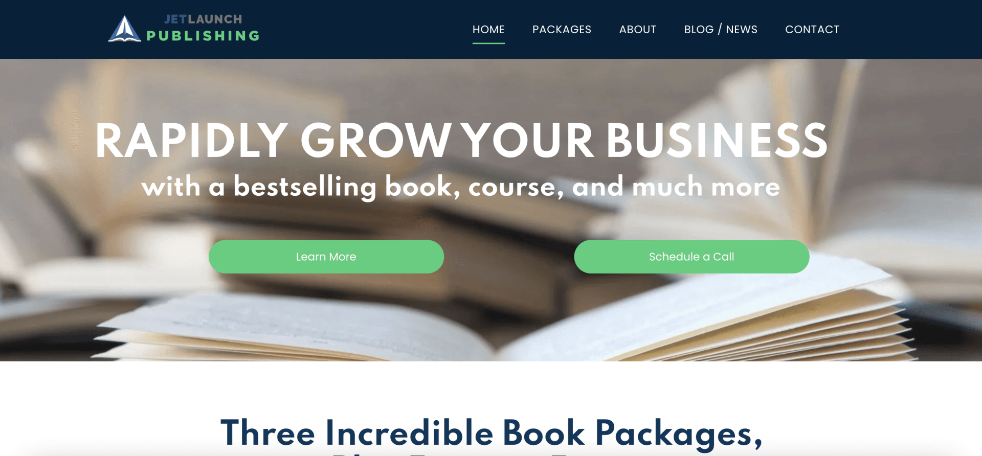 Un sitio web que dice: haga crecer rápidamente su negocio con un curso en formato libro superventas y mucho más.