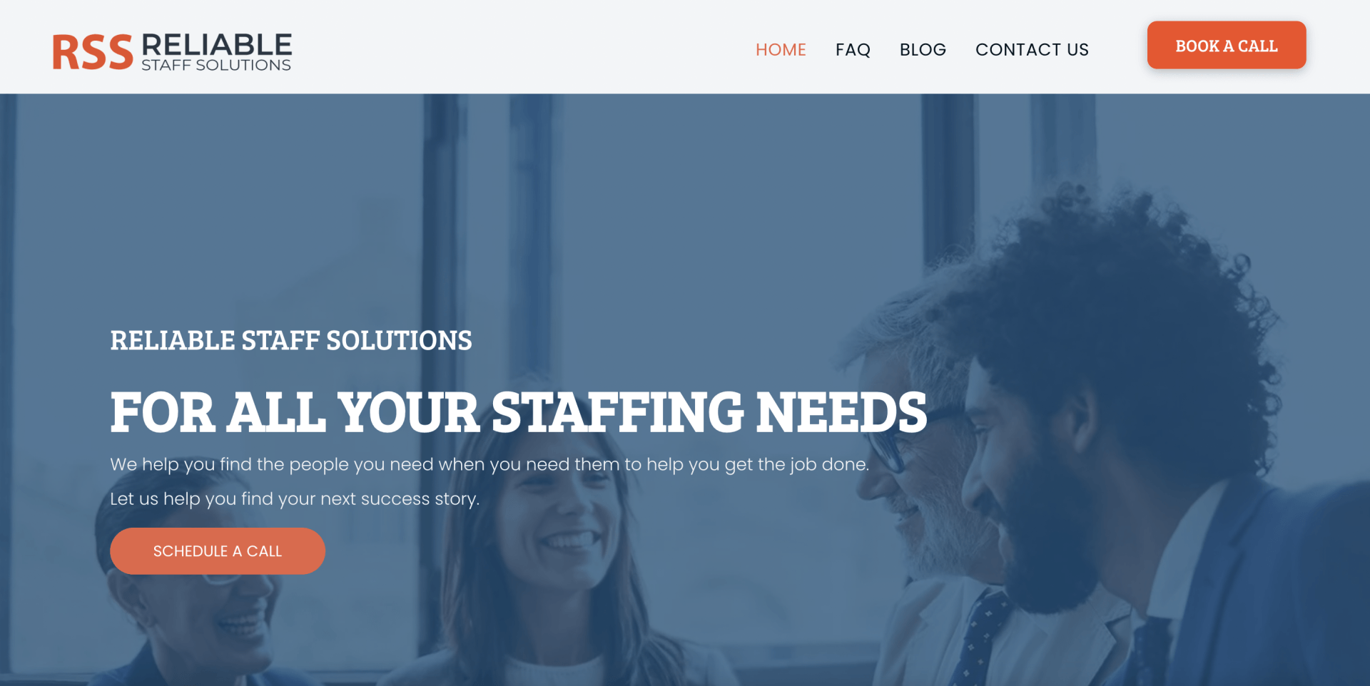 A screenshot of the homepage of a website for all your staffing needs.