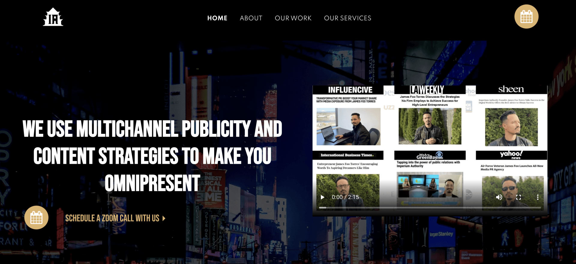 Un folleto que dice que utilizamos estrategias de publicidad y contenido multicanal para hacerte omnipresente.