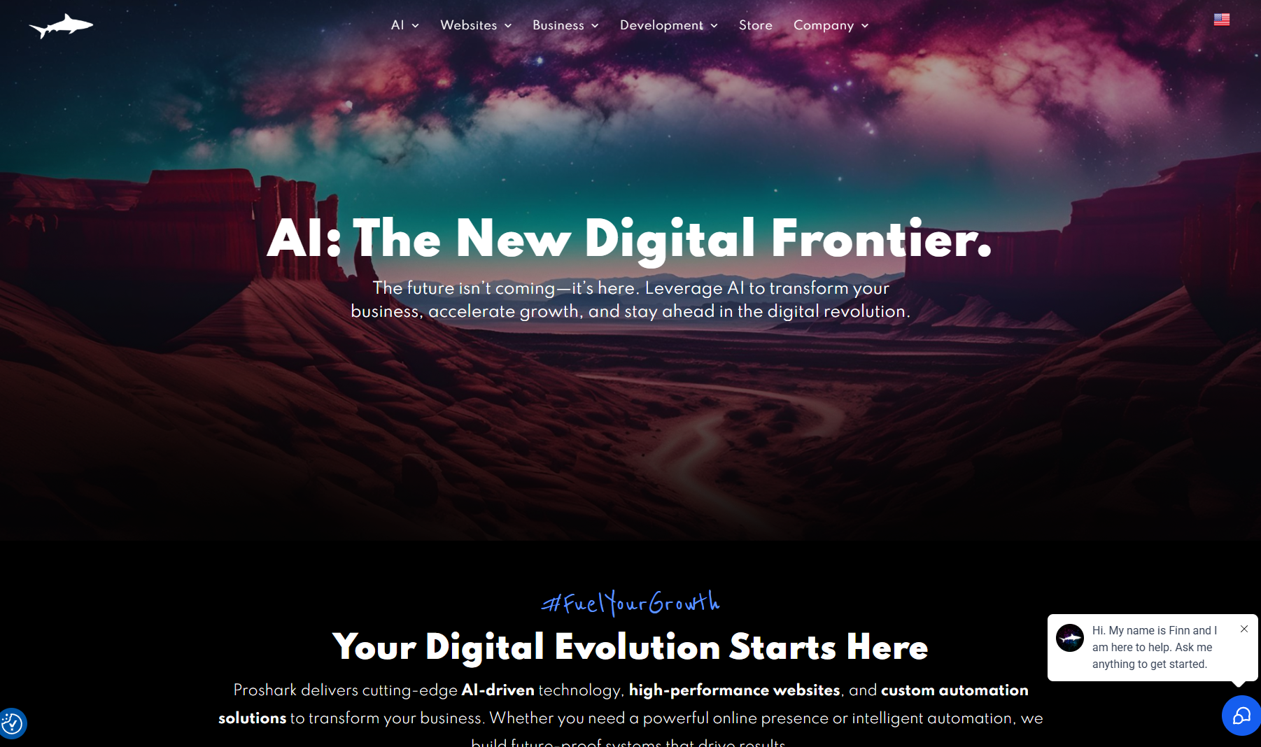 A website that says all the new digital frontier your digital evolution starts here