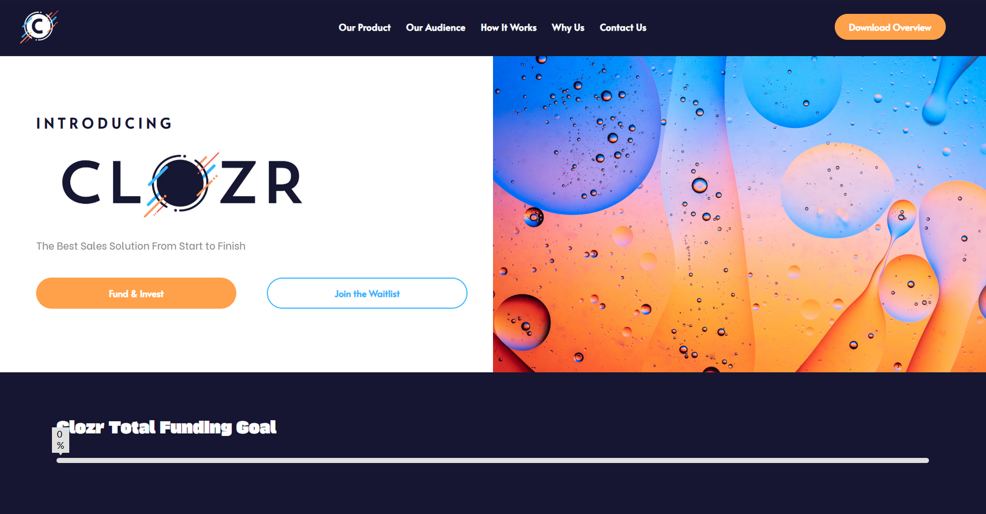 A screenshot of a website that says clozr on it