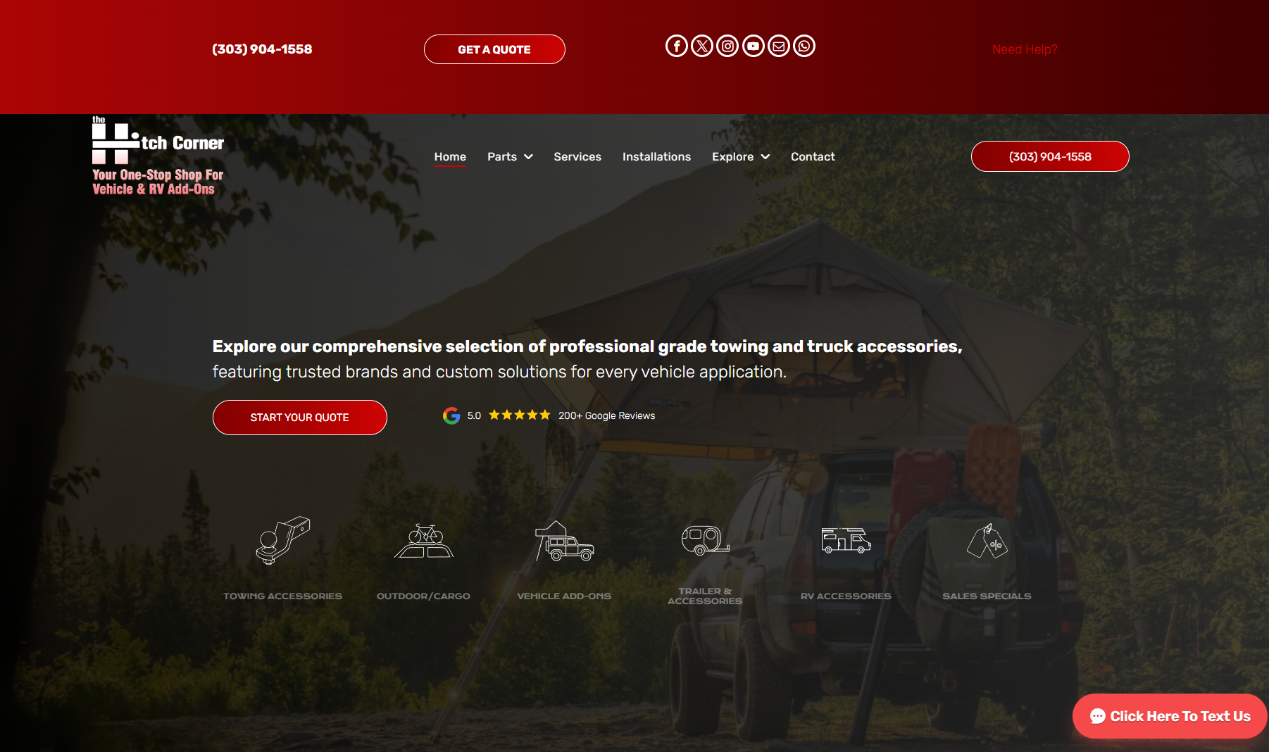 A screenshot of a website for a roofing company.