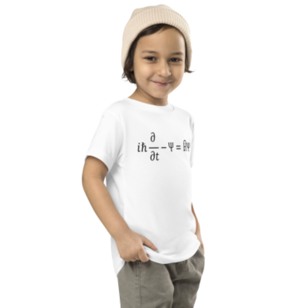 Young person wearing a t-shirt with an equation across the front