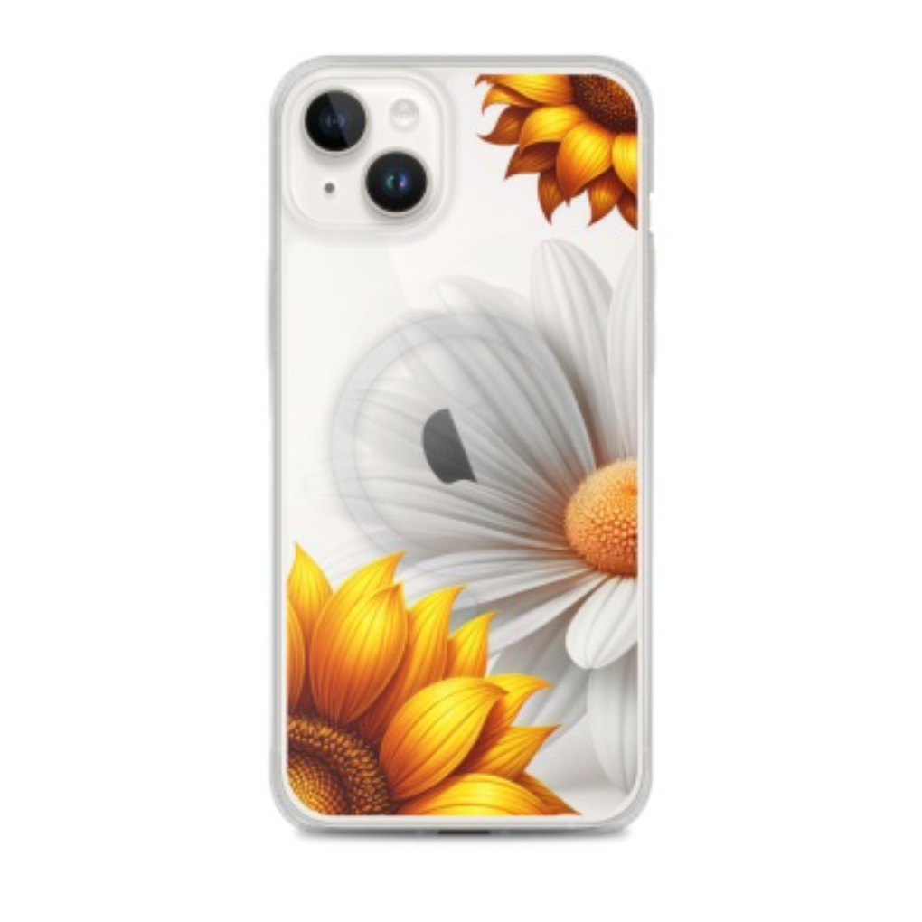 A phone case with two sunflowers on it