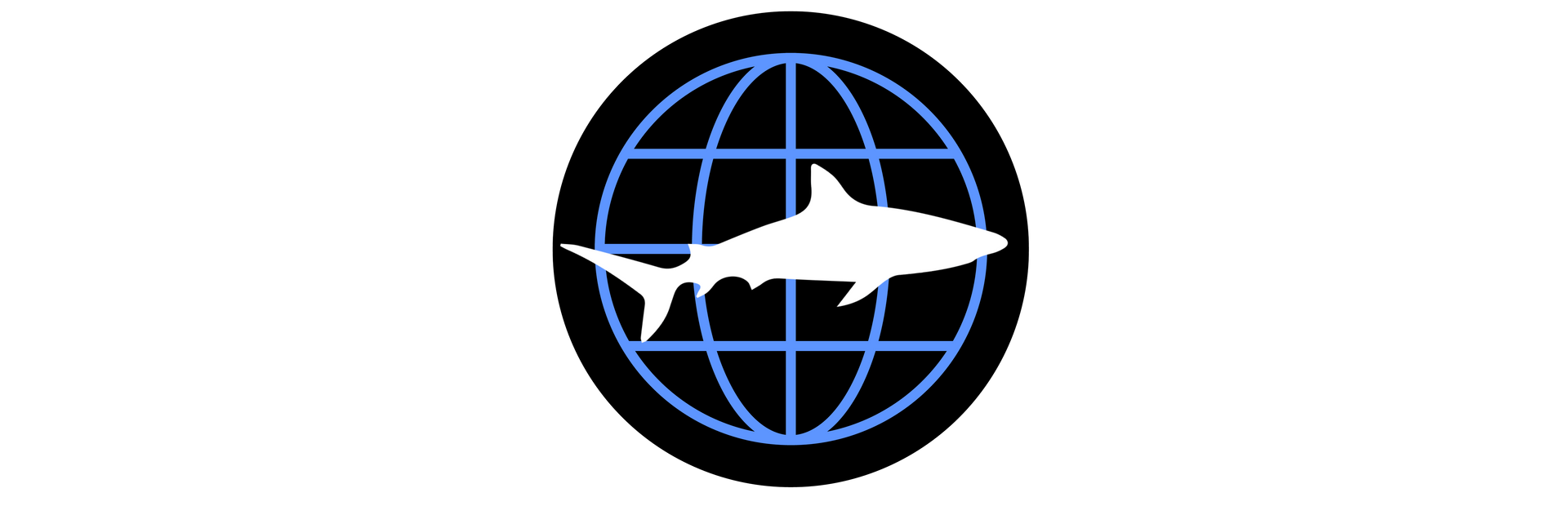 A shark is in the middle of a globe.
