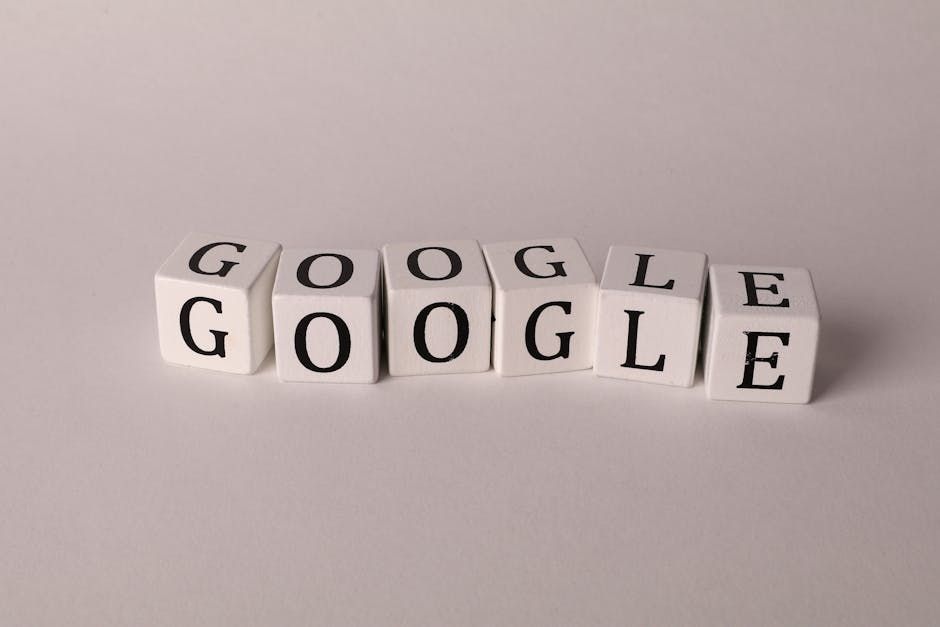 The word google is written on a white block