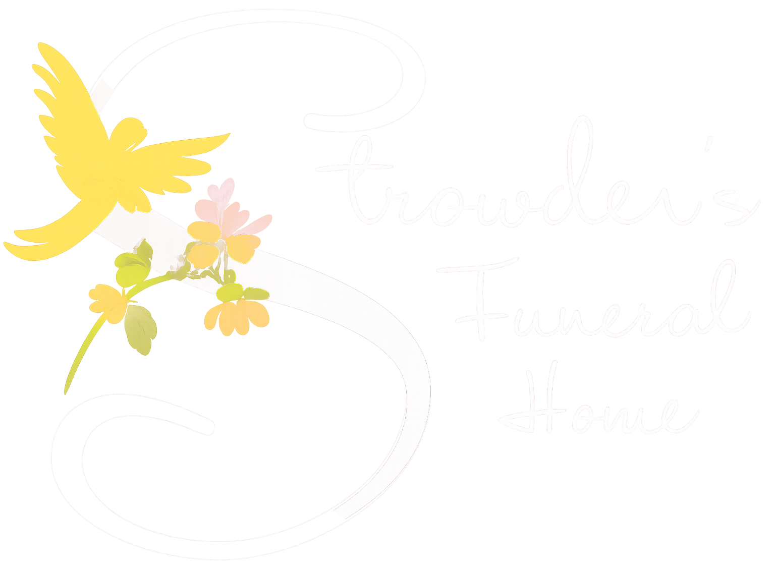 Yellow bird flies over a flower branch, with 