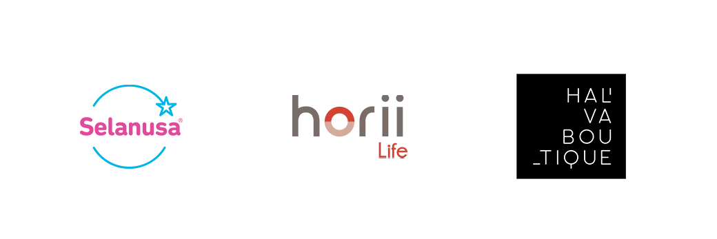 Los logotipos de selanusa horii life y rcu se muestran sobre un fondo blanco.