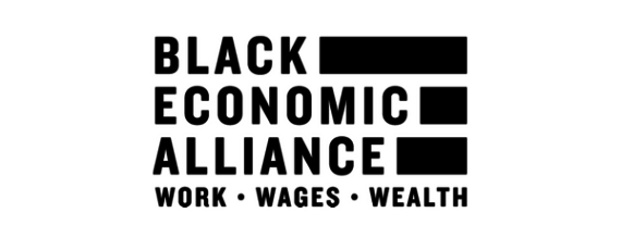 A black and white logo for the black economic alliance