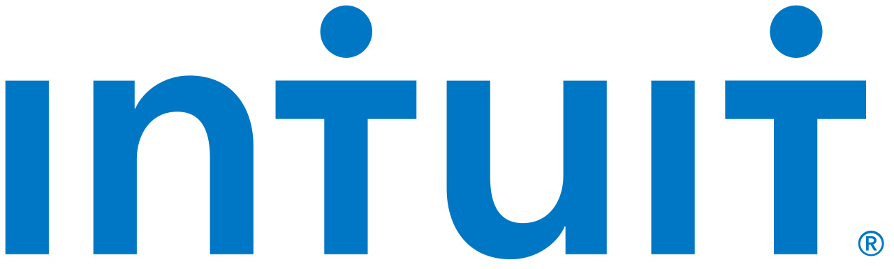 A blue logo for the company intuit on a white background