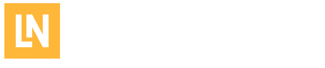 A yellow and white logo on a white background.