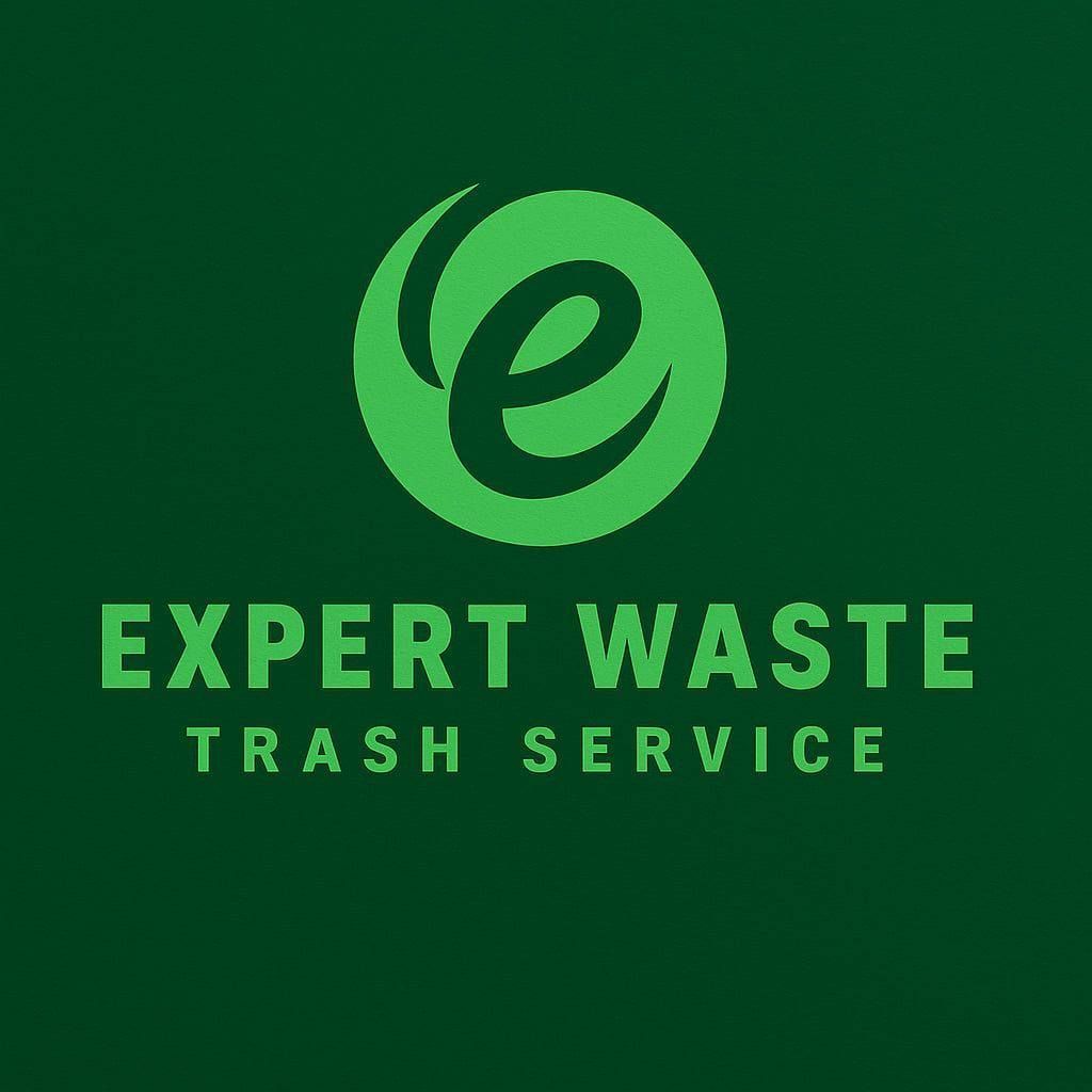 Green logo: a stylized "e" inside a circle; text reads "Expert Waste Trash Service".