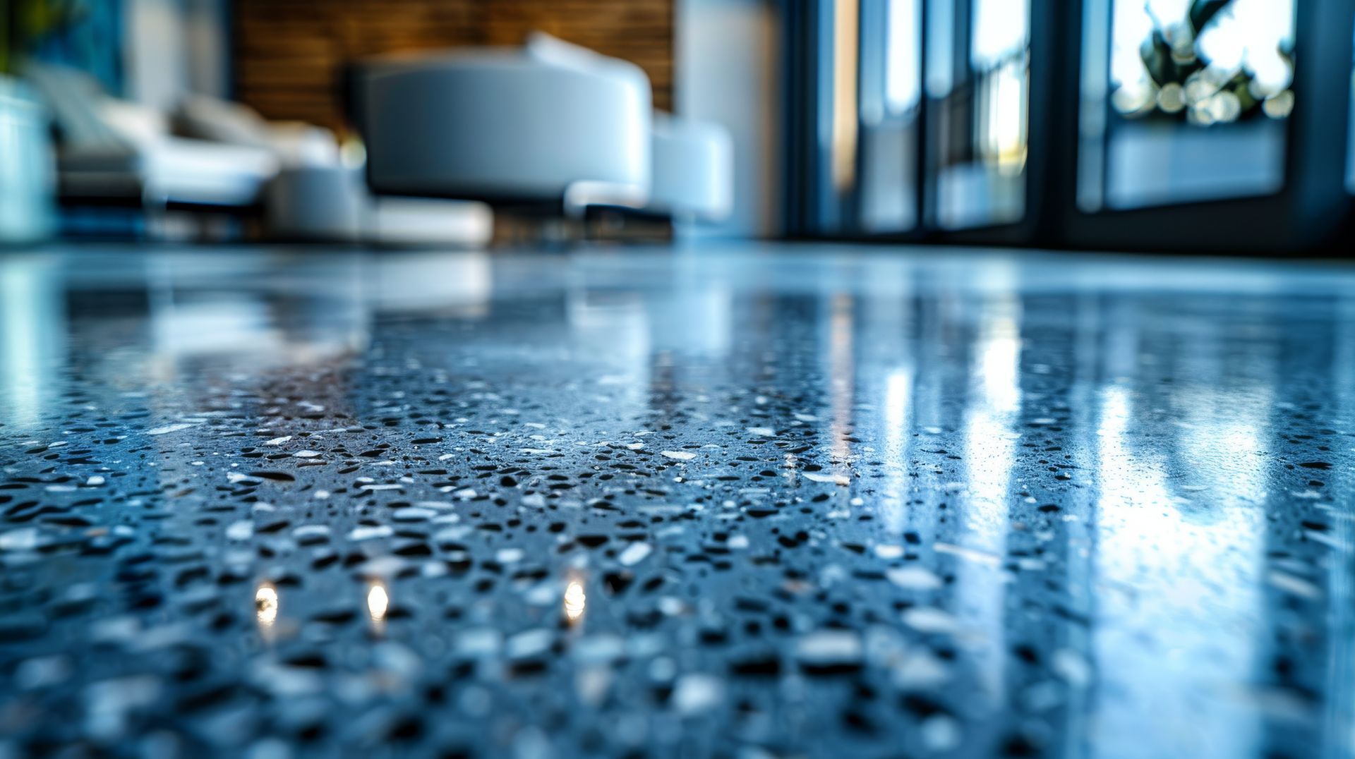 Un aspirateur est posé sur le sol d'un sous-sol en construction.