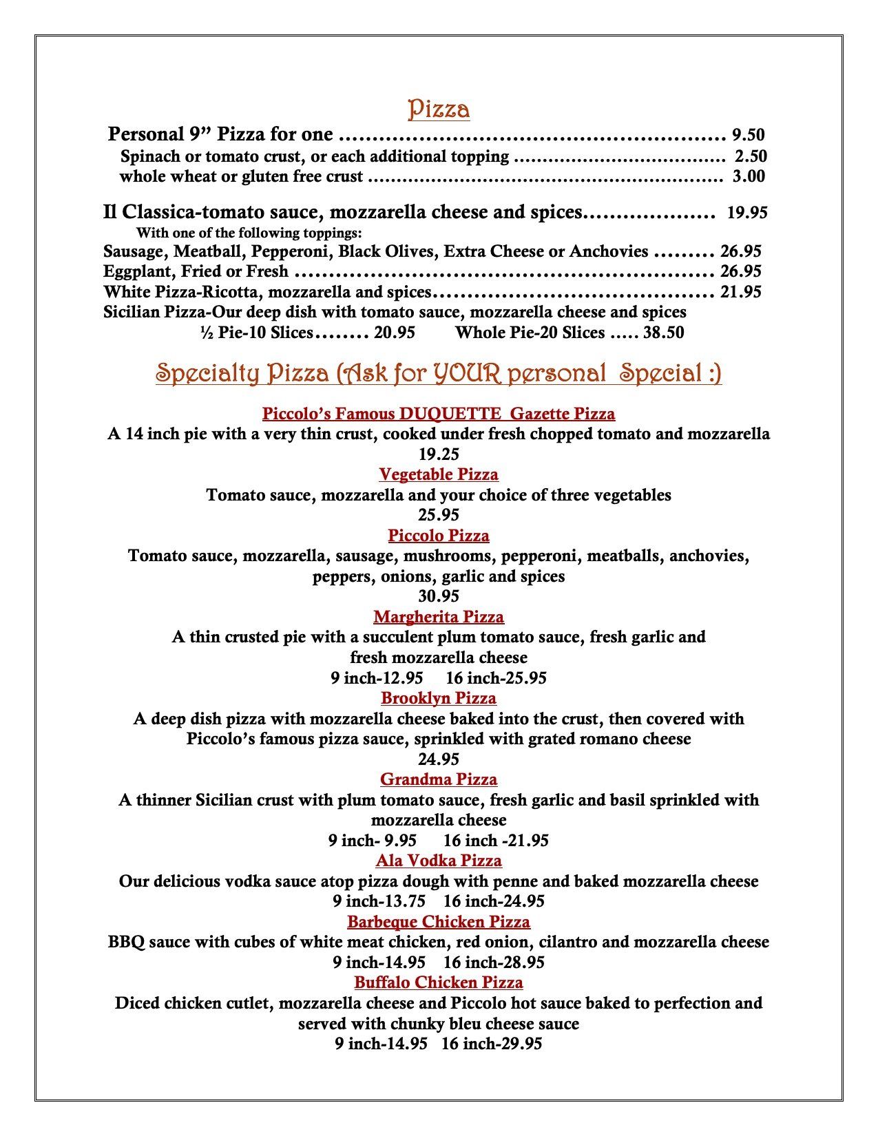 Dinner Piccolo Ristorante Bellmore, NY