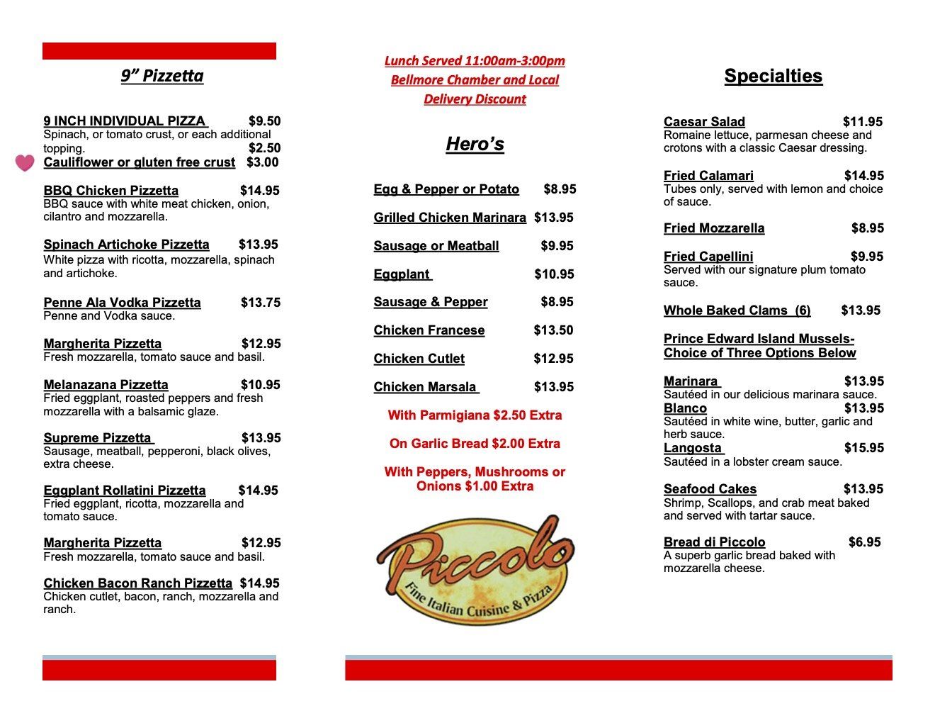 Lunch Piccolo Ristorante Bellmore, NY