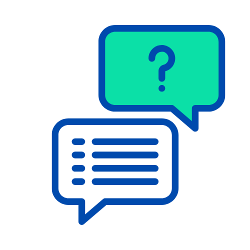 Two speech bubbles with a question mark on them.